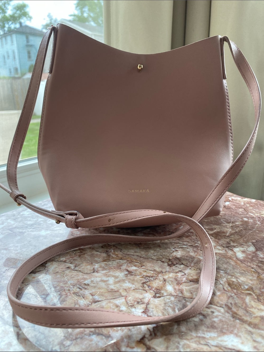 SAMARA Blush-Taupe Leather Shoulder Bag